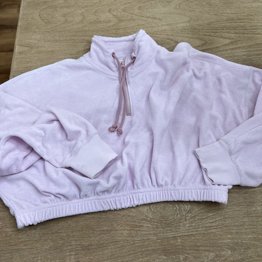 Pacsun pink cropped sweat jacket pullover size medium